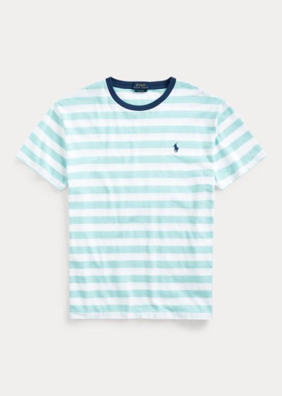 Playeras Polo Ralph Lauren Hombre Verdes / Blancos - Classic Striped Jersey - UDQLB9325